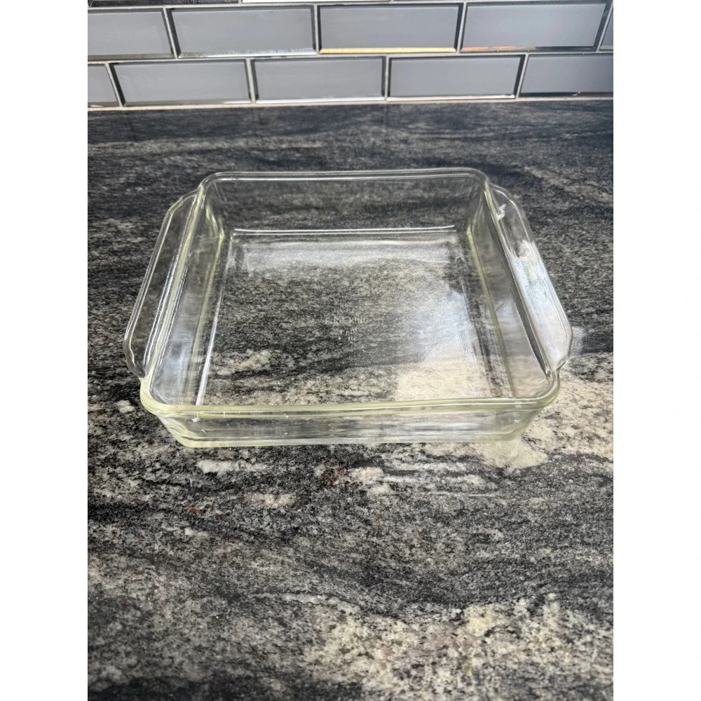 Vintage Fire-King 8 Inch Square Glass Baking Dish 452 Clear Ovenware Made in USA